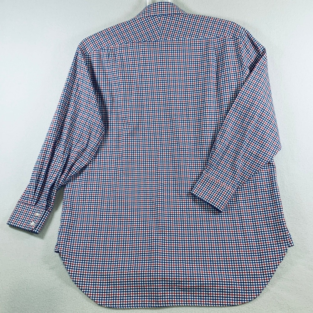 Charles Tyrwhitt Shirt Men's 18/35 Red Blue Check Long Sleeve Classic Fit Cotton - Picture 6 of 11